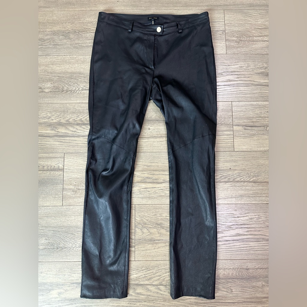Escada Womens Size Large Black Leather Pants